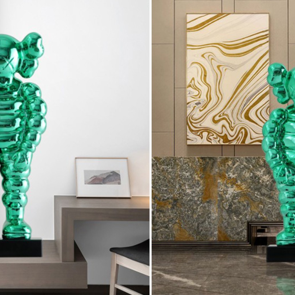 Статуэтка KAWS Bowed Down Green on stand