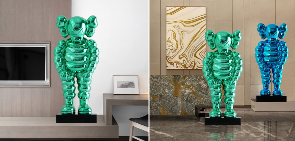 Статуэтка KAWS Bowed Down Green on stand