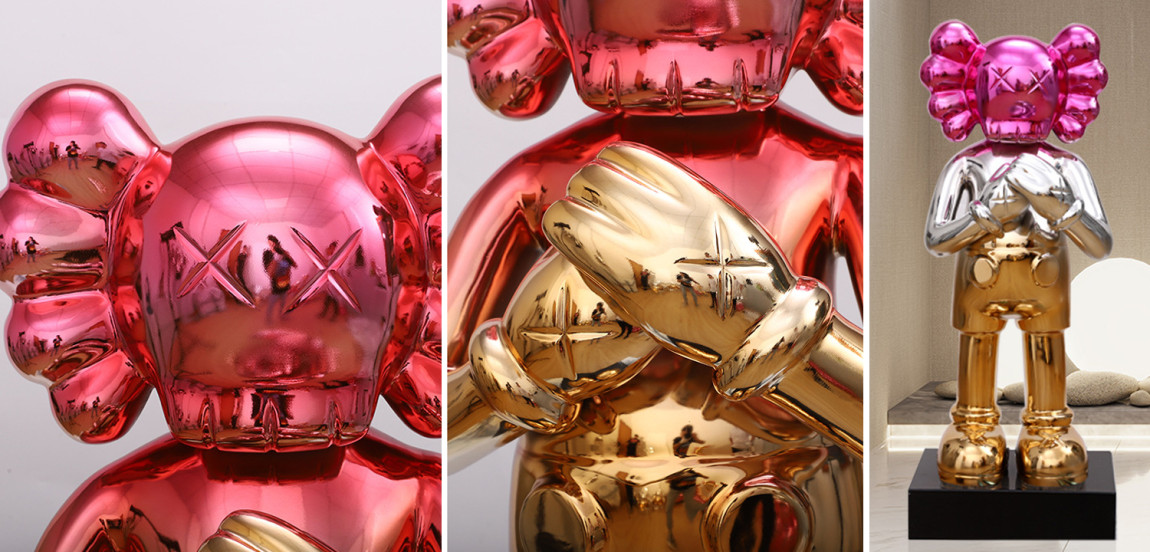 Статуэтка KAWS Gradient Gold Red on stand