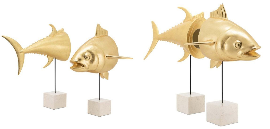 Статуэтка Tuna With Marble Bases Goldleaf