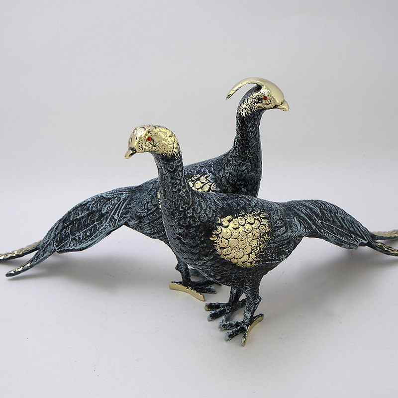 Статуэтка бронзовая пара Павлины синие Bronze Birds