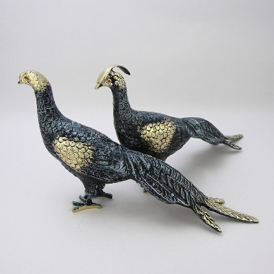 Статуэтка бронзовая пара Павлины синие Bronze Birds