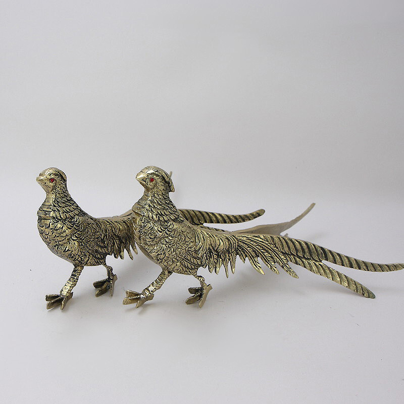 Статуэтка бронзовая пара Фазаны золотые Bronze Birds