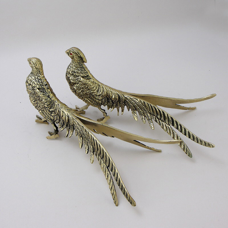 Статуэтка бронзовая пара Фазаны золотые Bronze Birds