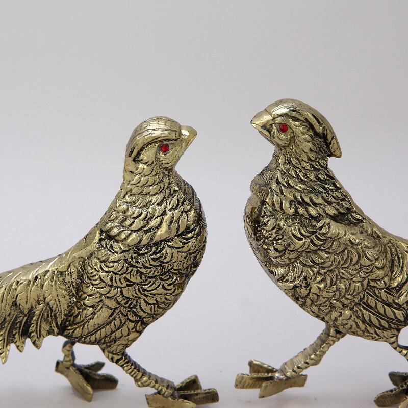 Статуэтка бронзовая пара Фазаны золотые Bronze Birds