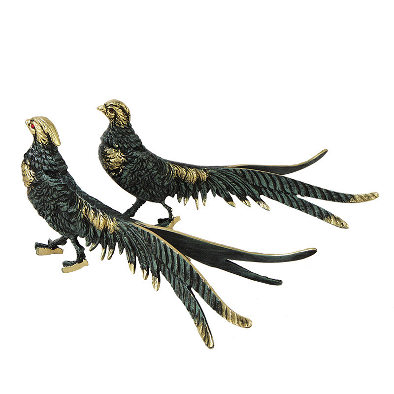 Статуэтка бронзовая синяя пара Фазаны Bronze Birds