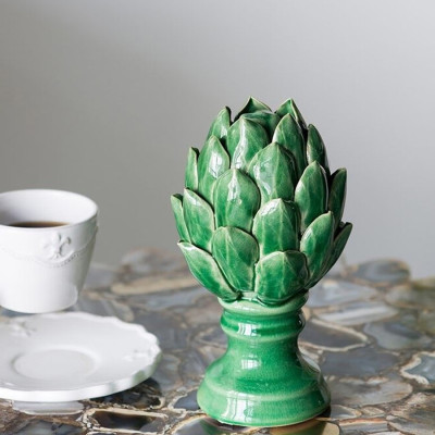 Статуэтка в виде артишока из зелёной керамики с глянцевыми лепестками Artichoke Decor