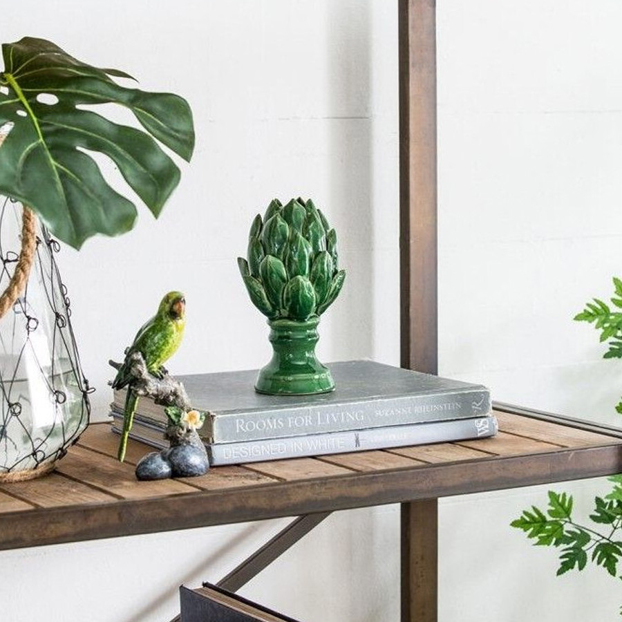 Статуэтка в виде артишока из зелёной керамики с глянцевыми лепестками Artichoke Decor