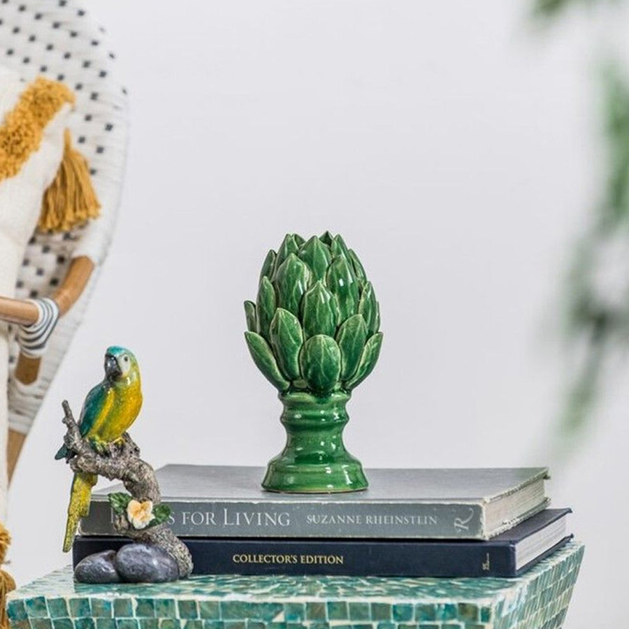 Статуэтка в виде артишока из зелёной керамики с глянцевыми лепестками Artichoke Decor