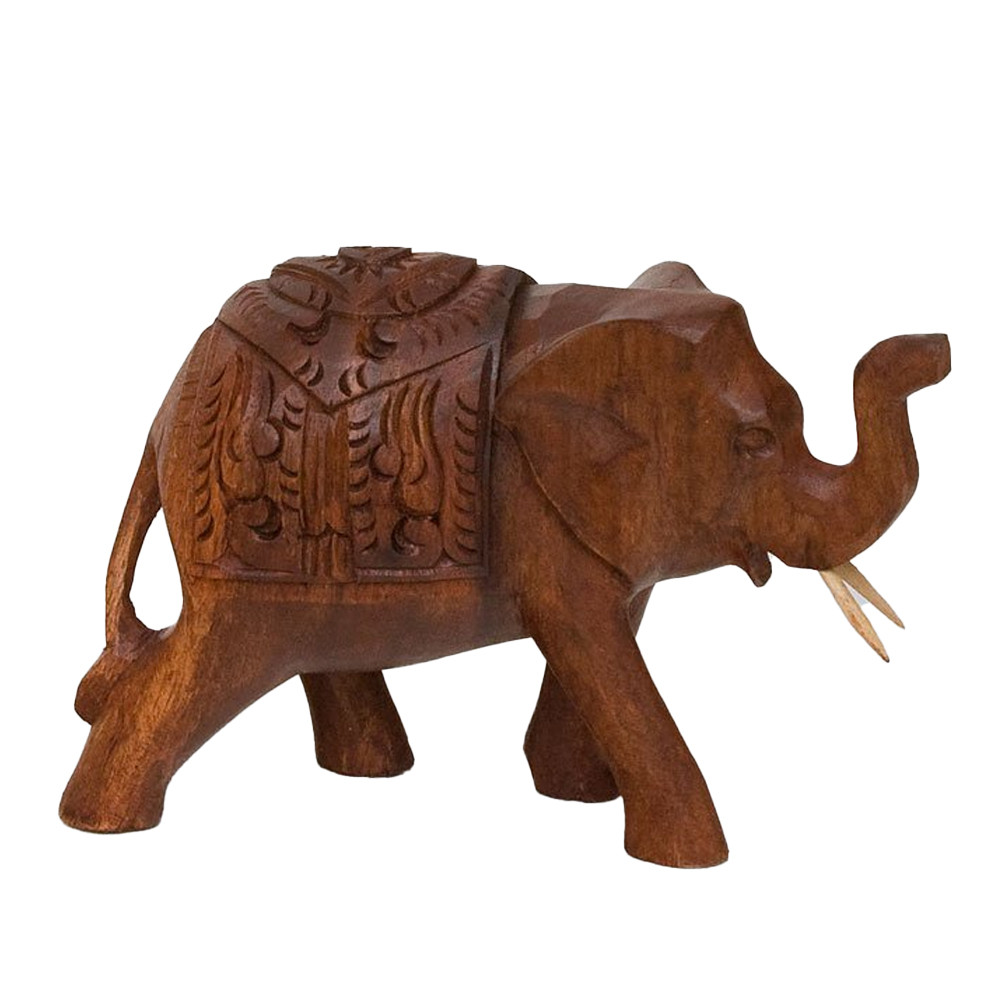 Статуэтка из дерева суар в виде слона в традиционном облачении Little Elephant