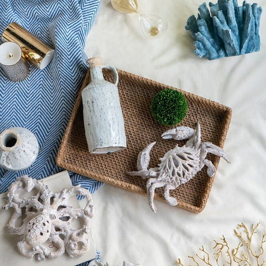 Статуэтка краб с детализированной текстурой в белом цвете Marine Accessories