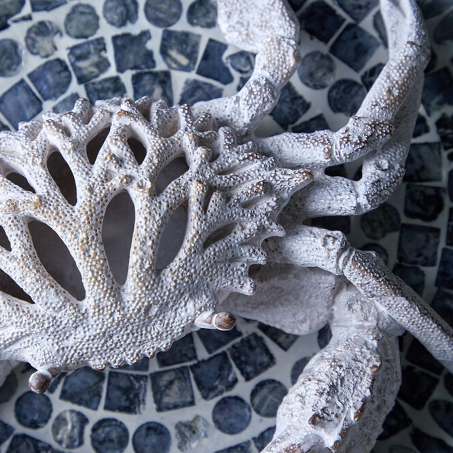 Статуэтка краб с детализированной текстурой в белом цвете Marine Accessories