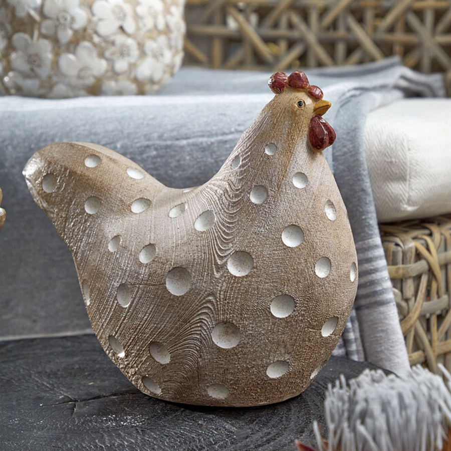 Статуэтка курица с текстурной поверхностью бежевого цвета Rustic Chicken