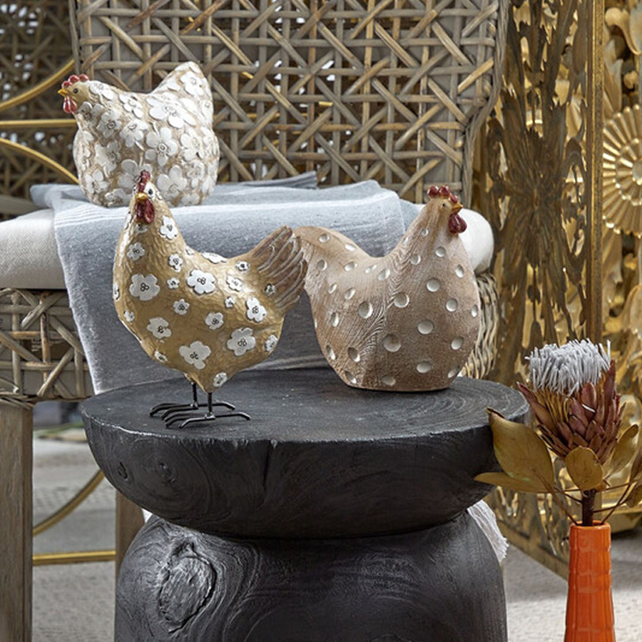 Статуэтка курица с текстурной поверхностью бежевого цвета Rustic Chicken