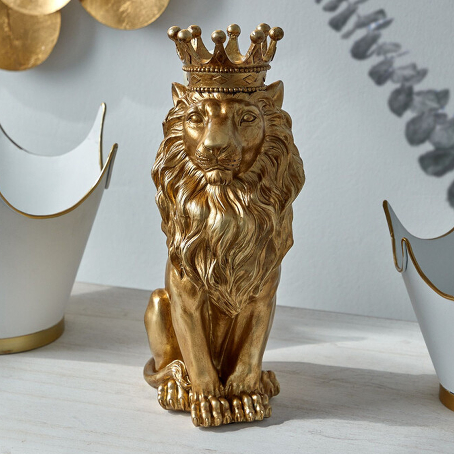 Статуэтка лев с детализированной гривой и изящной короной Lion Crown