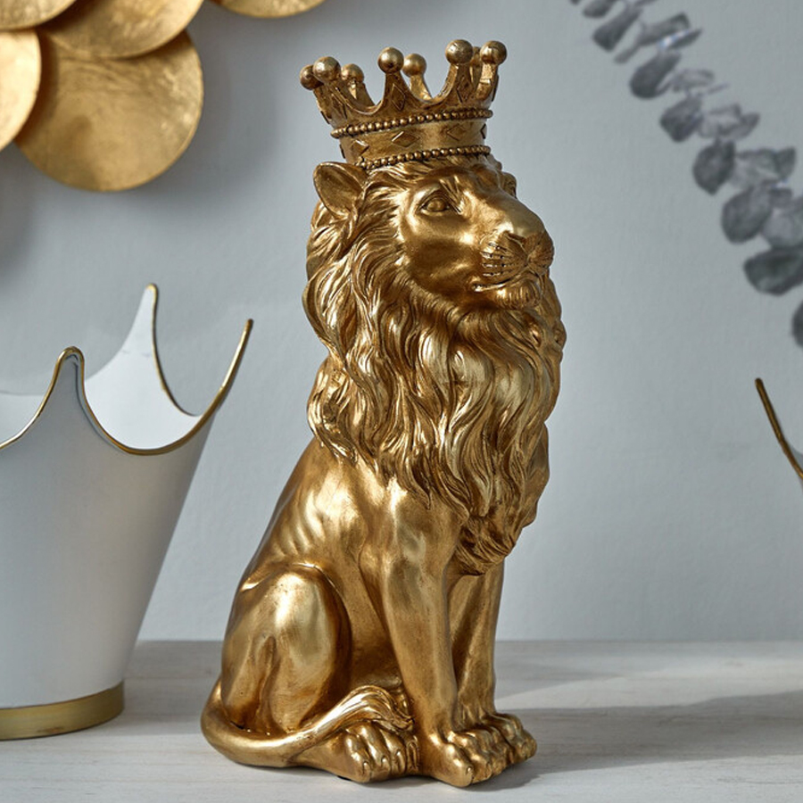 Статуэтка лев с детализированной гривой и изящной короной Lion Crown