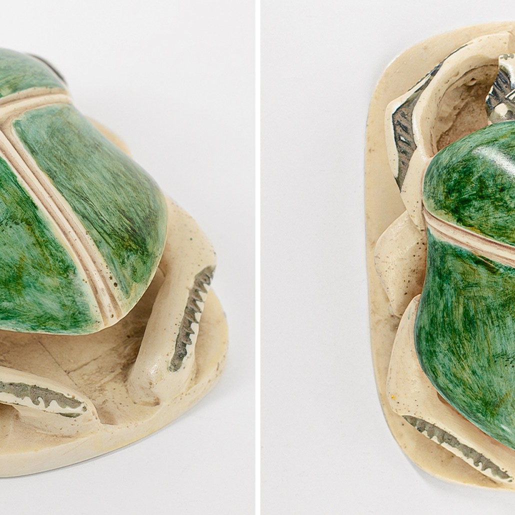 Статуэтка Скарабей Scarab Beetle beige and green