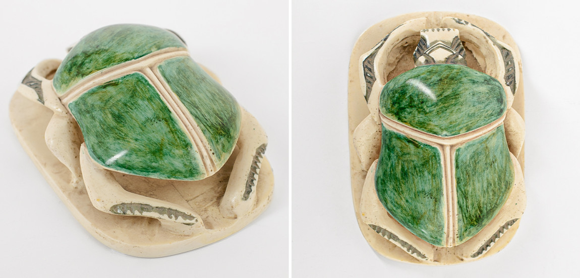 Статуэтка Скарабей Scarab Beetle beige and green