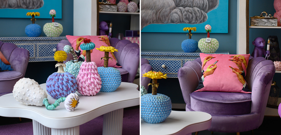 Статуэтка тропический фрукт Tropical Fruit blue feathers