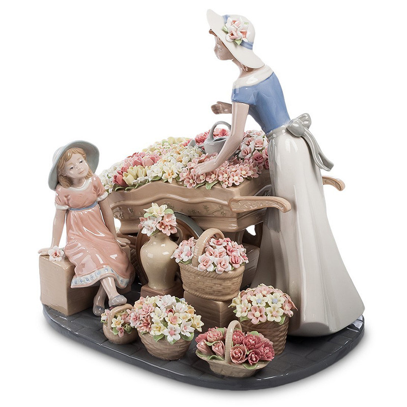 Статуэтка фарфоровая Девушка и маленькая девочка с цветами Charming Statuette