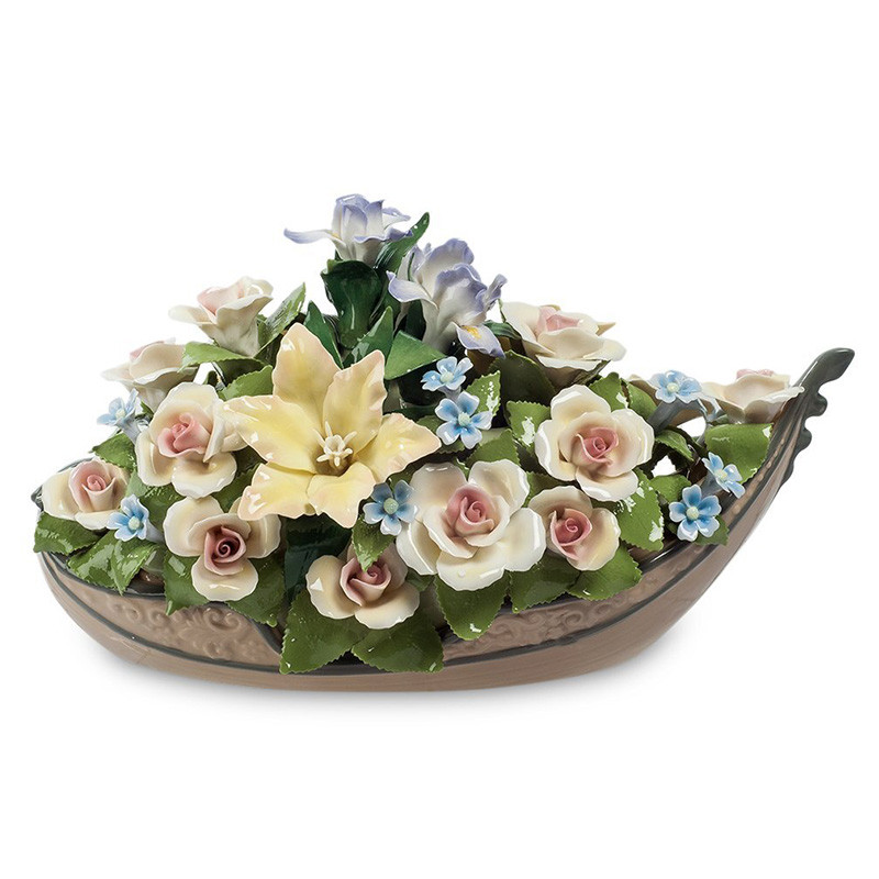 Статуэтка фарфоровая Лодка с цветами Charming Statuette