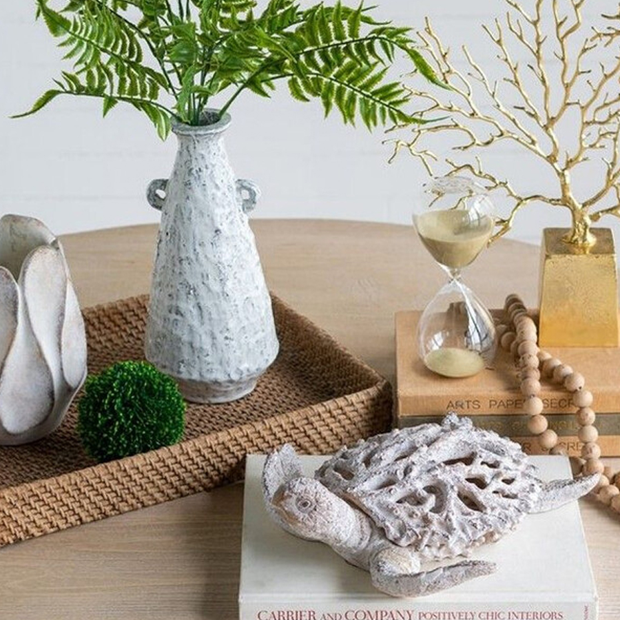 Статуэтка черепаха с ажурным панцирем и детализированной текстурой в белом цвете Marine Accessories