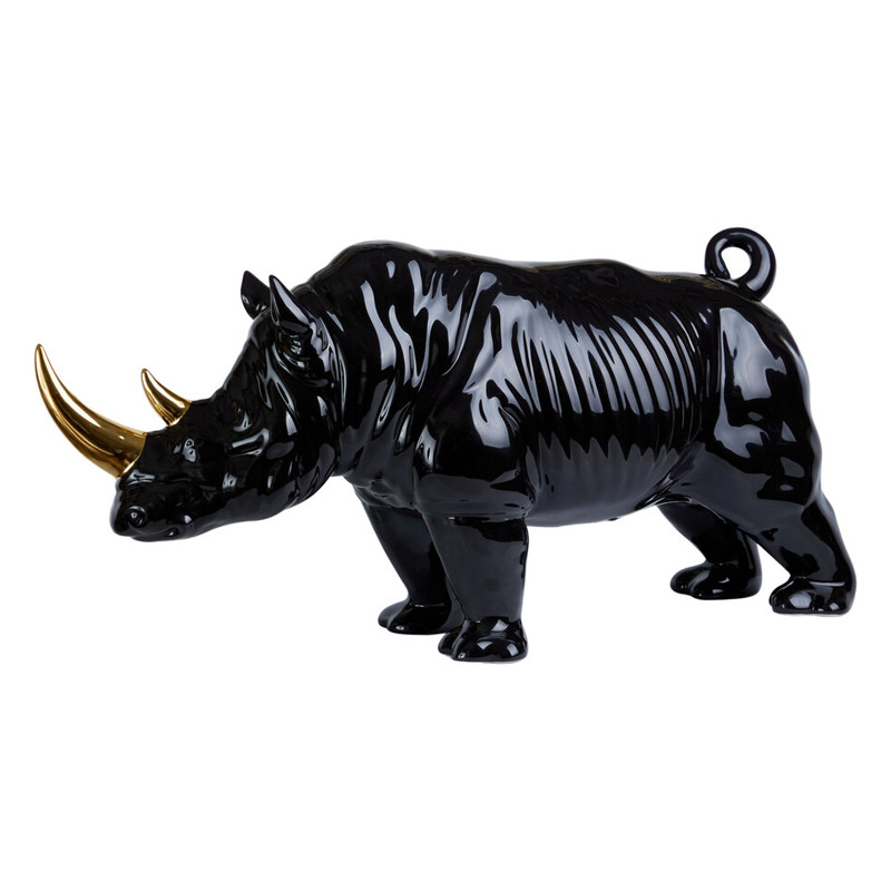 Статуэтка черный носорог с золотыми рогами Golden Horned Black Rhino