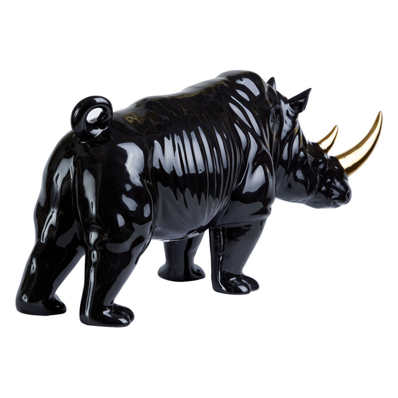 Статуэтка черный носорог с золотыми рогами Golden Horned Black Rhino