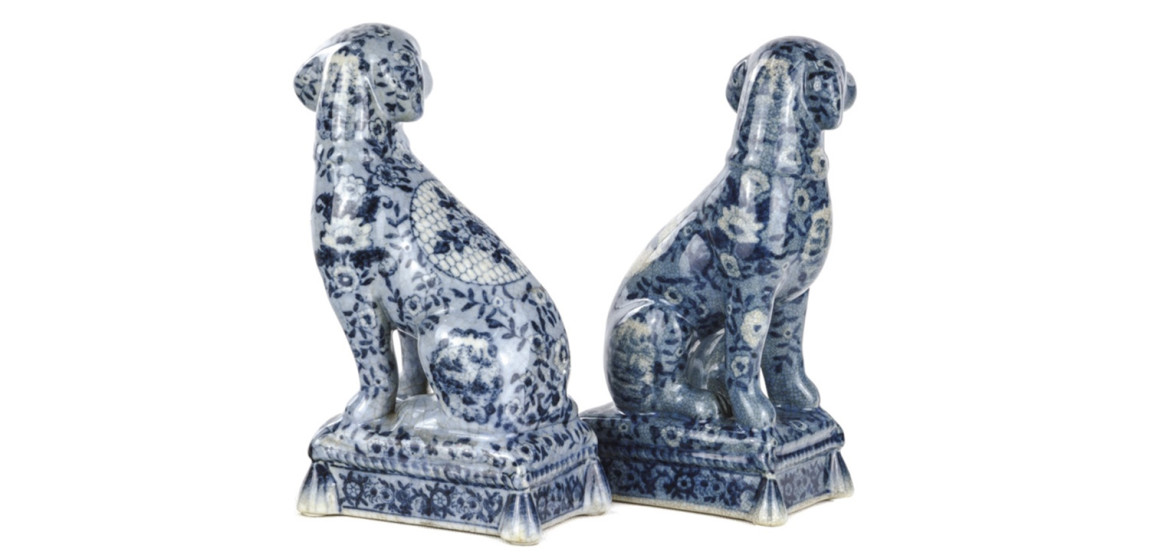Статуэтки Oriental Blue & White Ornament Dogs набор из 2-х штук