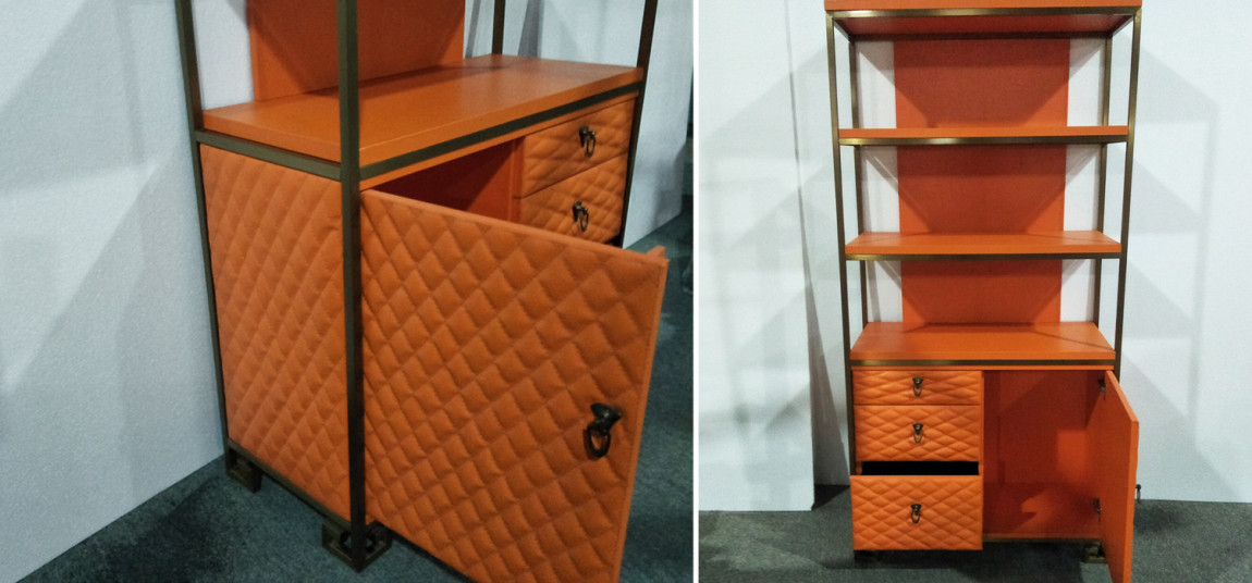 Стеллаж Bookcase Leather Capitone