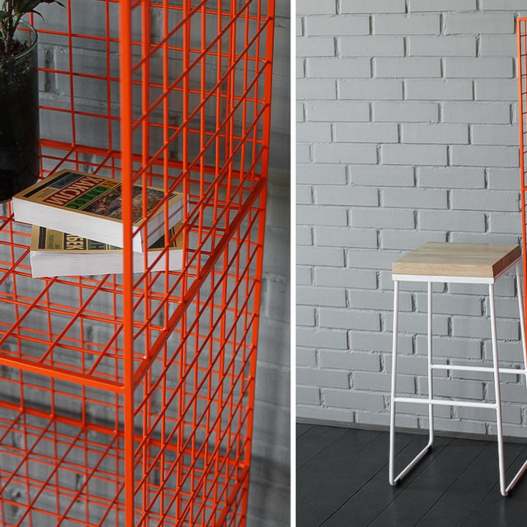 Стеллаж Carney Orange Industrial Metal Rust Rack