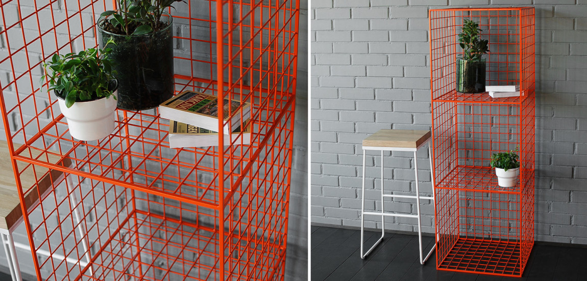 Стеллаж Carney Orange Industrial Metal Rust Rack