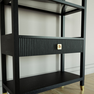 Стеллаж Elsa Dreams Black со стеклянными полками и ящиком