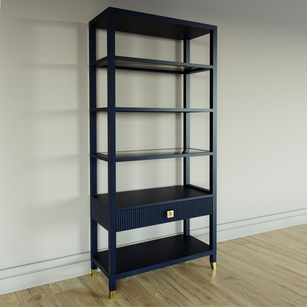 Стеллаж Elsa Dreams Blue со стеклянными полками и ящиком