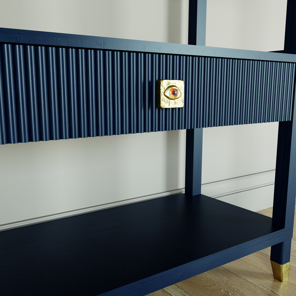 Стеллаж Elsa Dreams Blue со стеклянными полками и ящиком