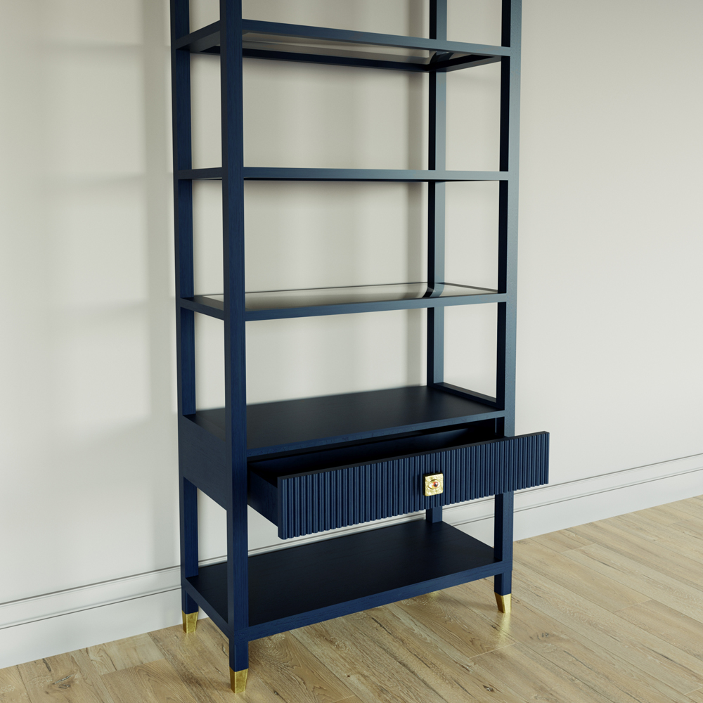 Стеллаж Elsa Dreams Blue со стеклянными полками и ящиком