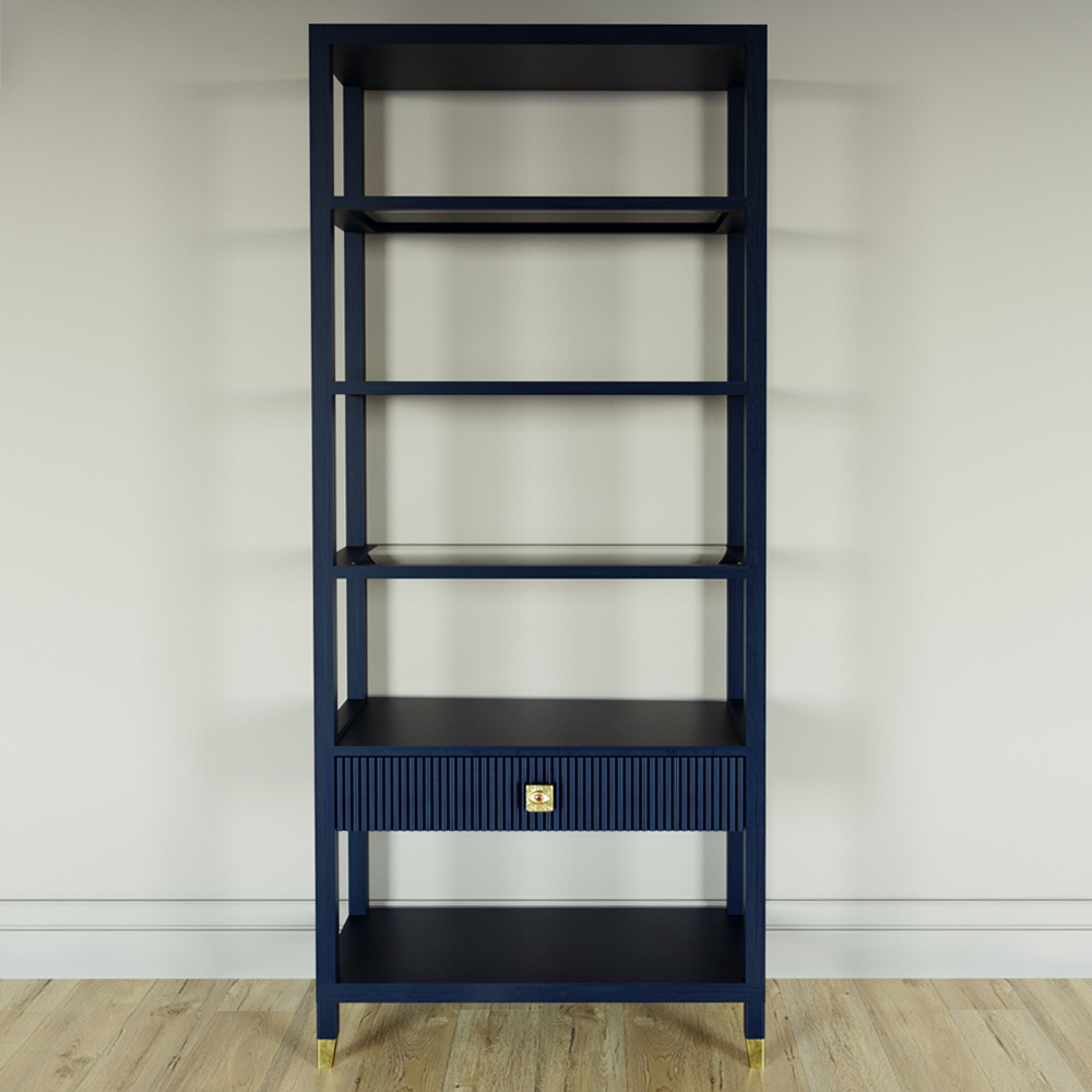 Стеллаж Elsa Dreams Blue со стеклянными полками и ящиком