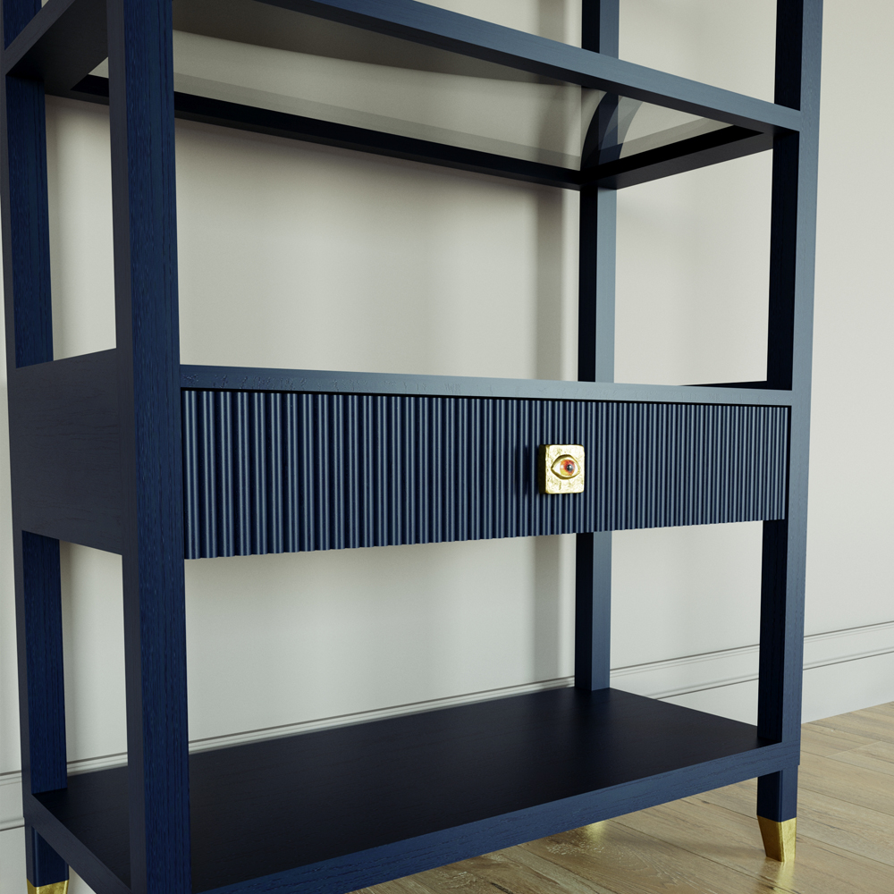 Стеллаж Elsa Dreams Blue со стеклянными полками и ящиком