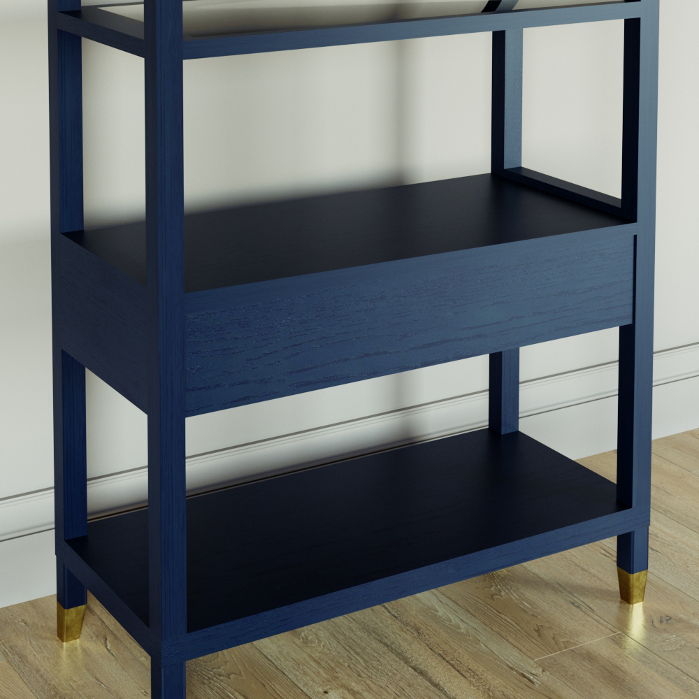 Стеллаж Elsa Dreams Blue со стеклянными полками и ящиком