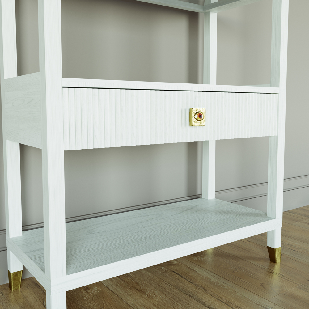 Стеллаж Elsa Dreams White со стеклянными полками и ящиком