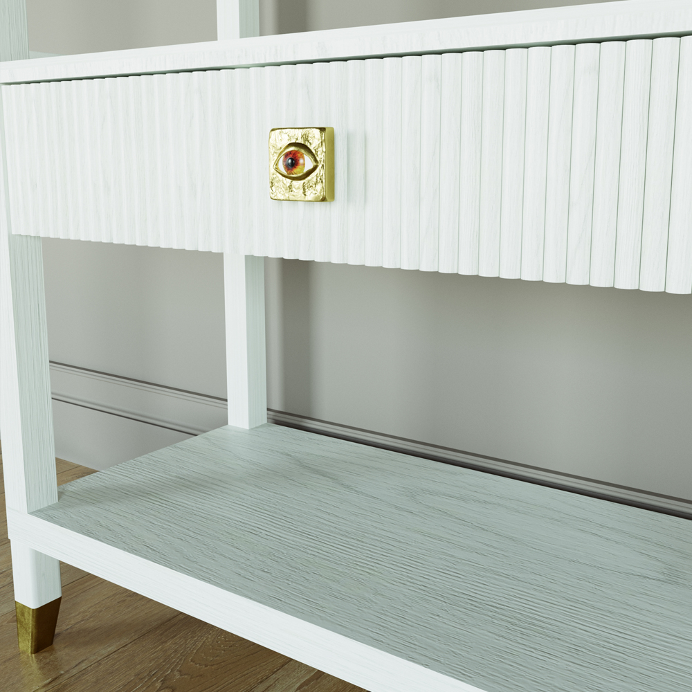 Стеллаж Elsa Dreams White со стеклянными полками и ящиком