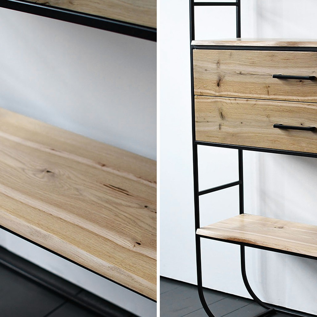 Стеллаж Glenn Industrial Metal Rust Two Drawers Rack