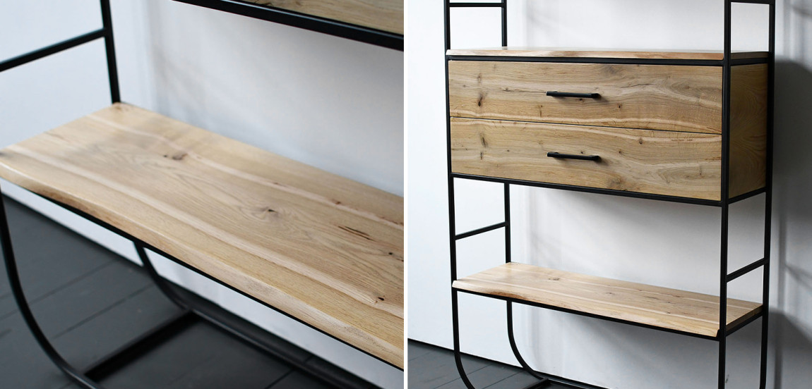 Стеллаж Glenn Industrial Metal Rust Two Drawers Rack