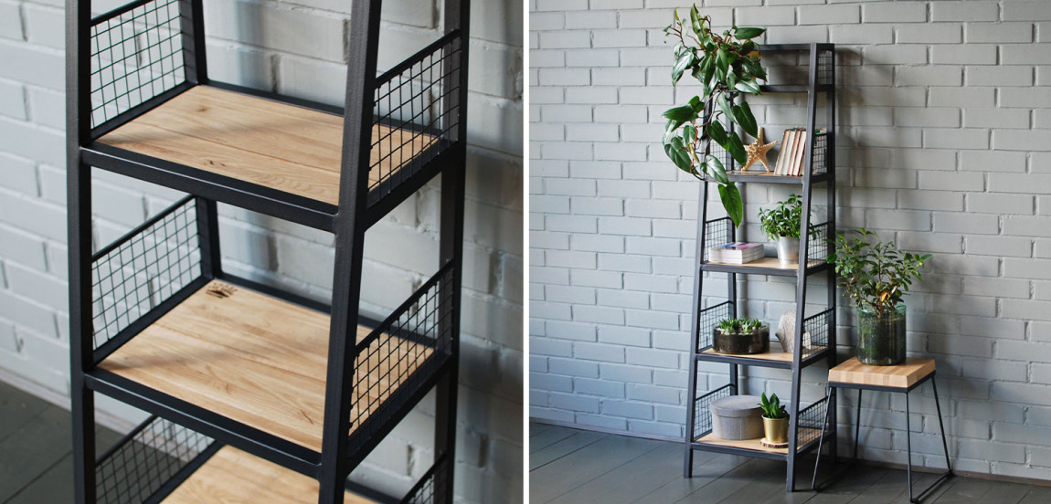 Стеллаж Kiyan Black Industrial Metal Rust Rack