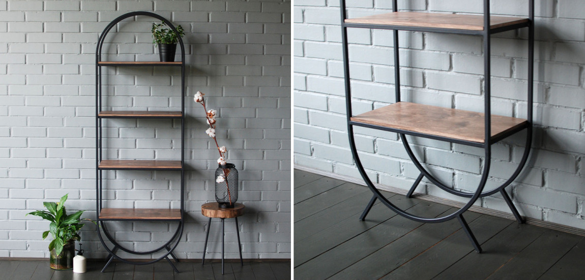 Стеллаж Lugo Industrial Metal Rust Black Rack