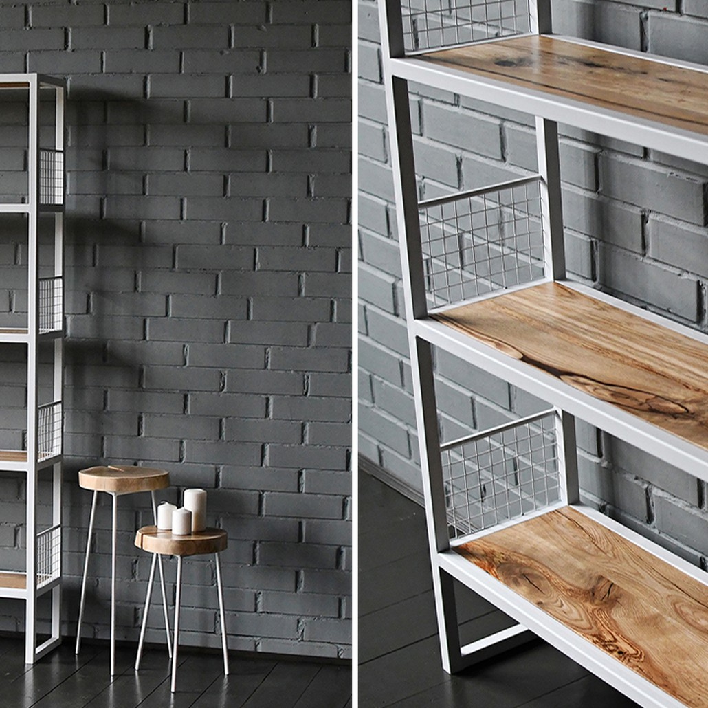 Стеллаж Richie Industrial Metal Rust White Rack
