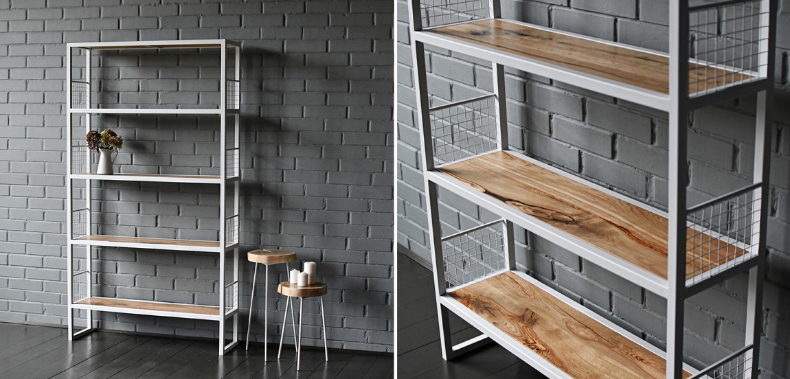 Стеллаж Richie Industrial Metal Rust White Rack