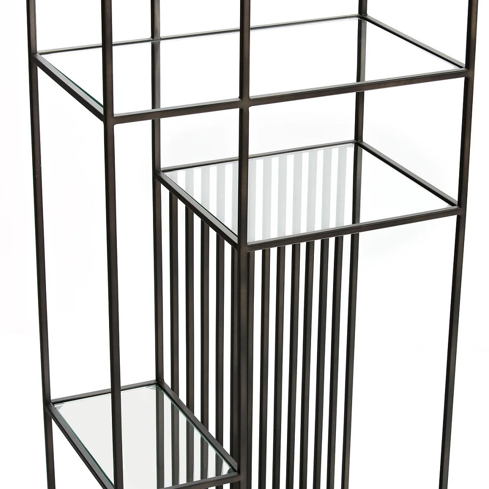 Стеллаж из металла и стекла Menzie Black Stripes Metal Rack