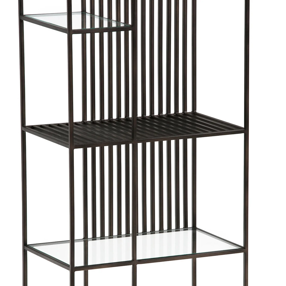 Стеллаж из металла и стекла Menzie Black Stripes Metal Rack