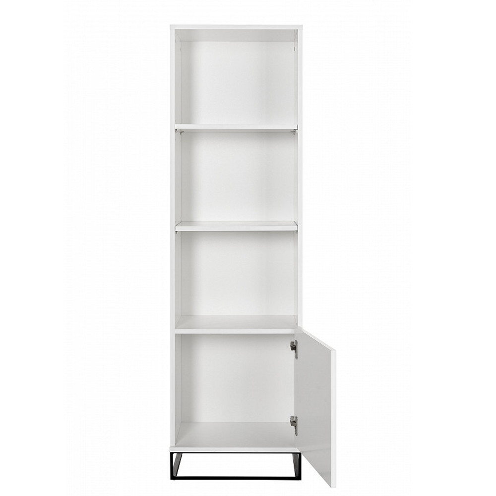 Стеллаж книжный белый с 3-мя открытыми полками и дверкой Strict Lines